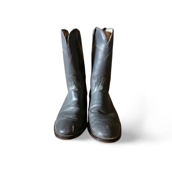 Laredo Men's Charcoal Leather Western Boots - Picture 2 of 5